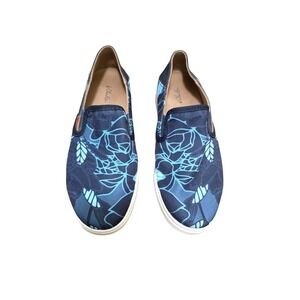 Olukai Women's Slip-On Floral Canvas Shoes Size 7 Navy & Light Blue
